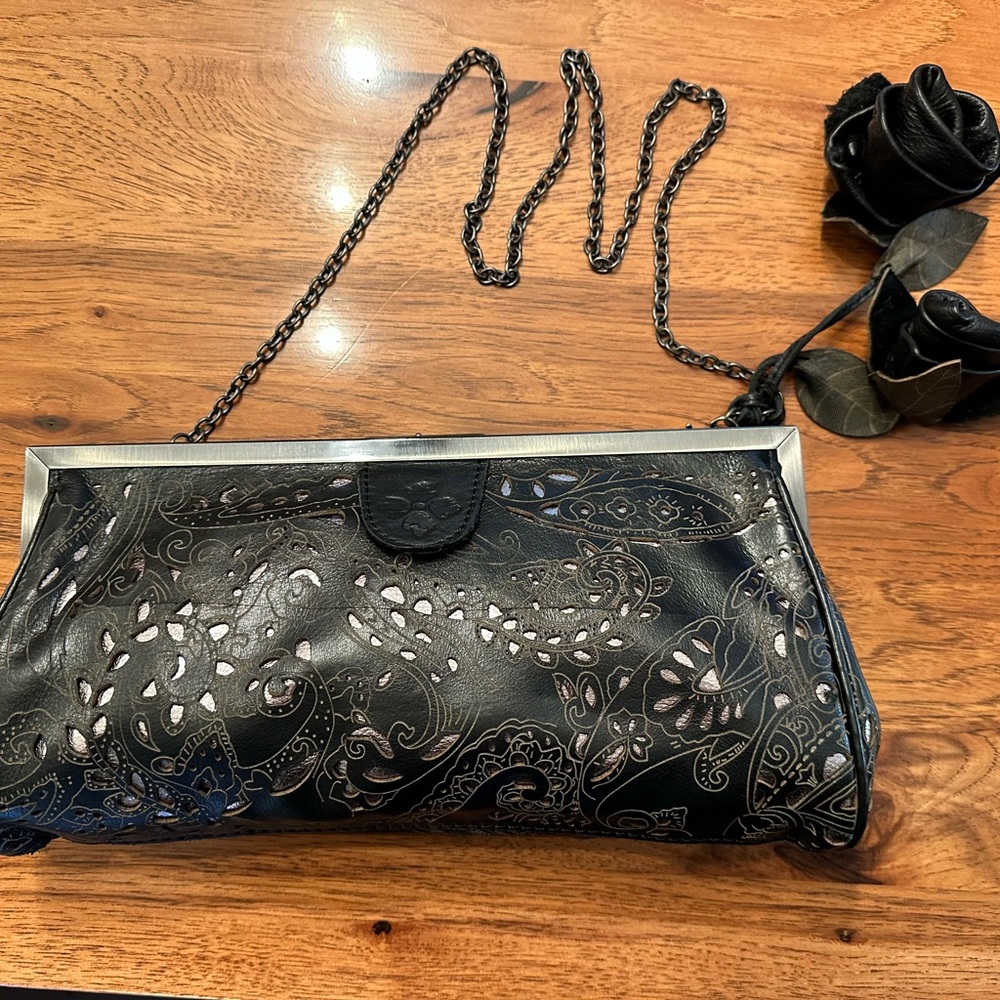 Patricia Nash black Italian leather  clutch/purse